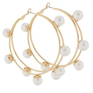 Double Wire Pearl Studded Hoops